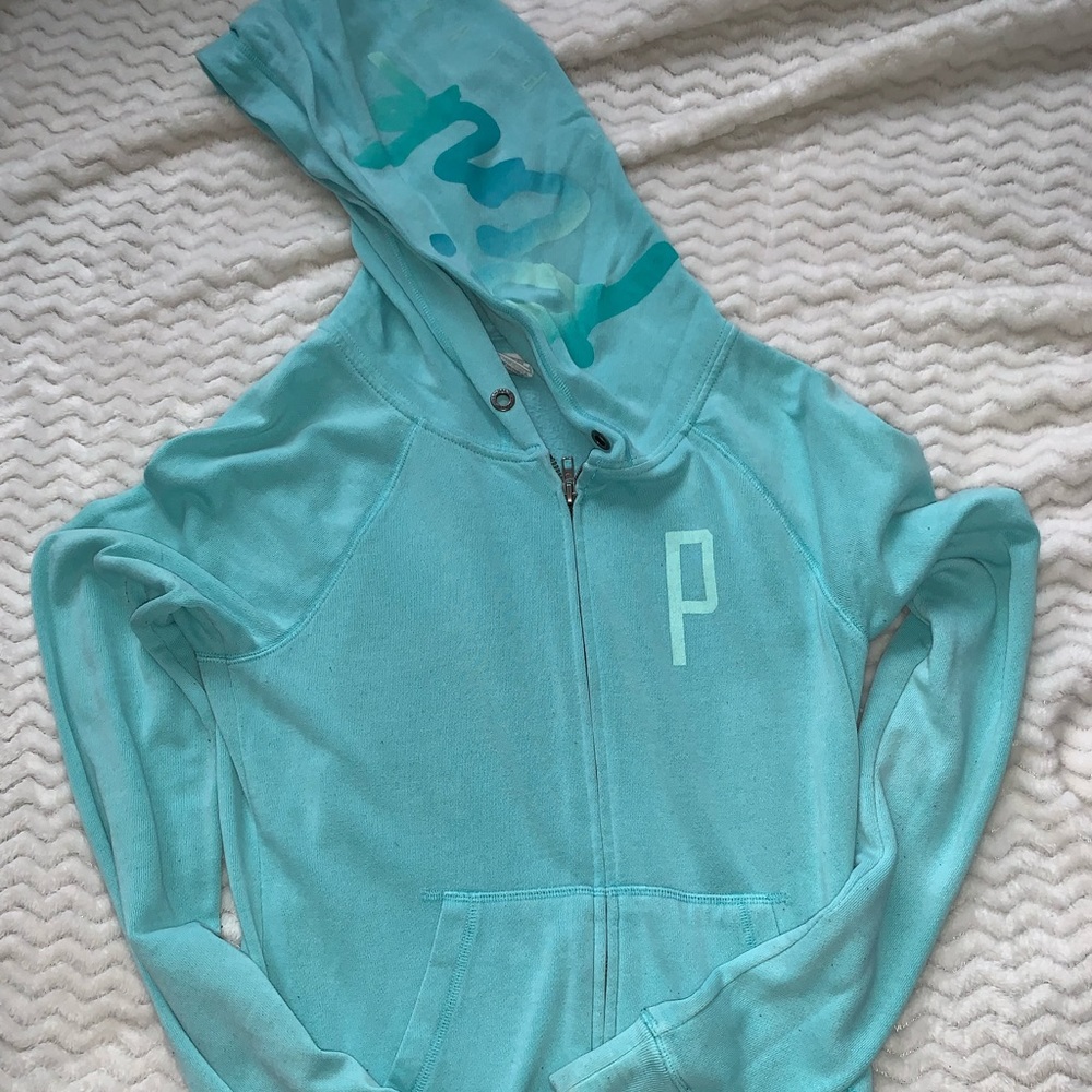 Xs Victoria’s Secret PINK teal ombré zip up sweatshirt